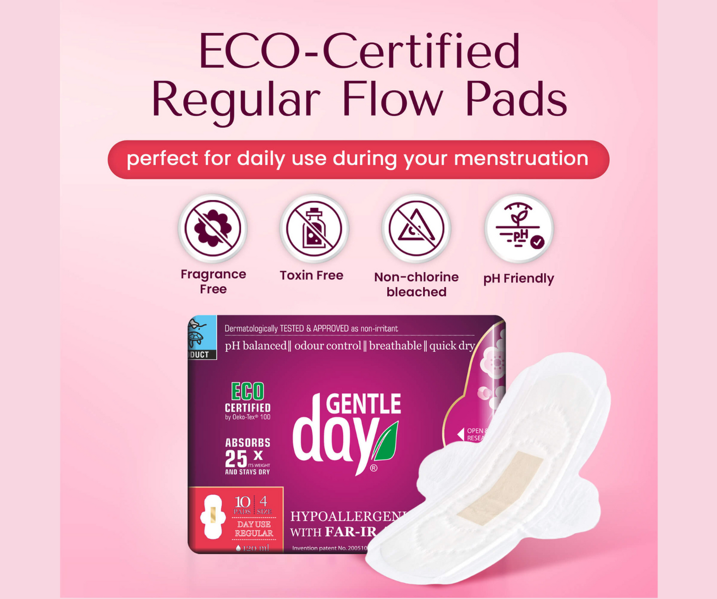 Day Pads Natural , Regular Flow with FAR-IR ANION Strip